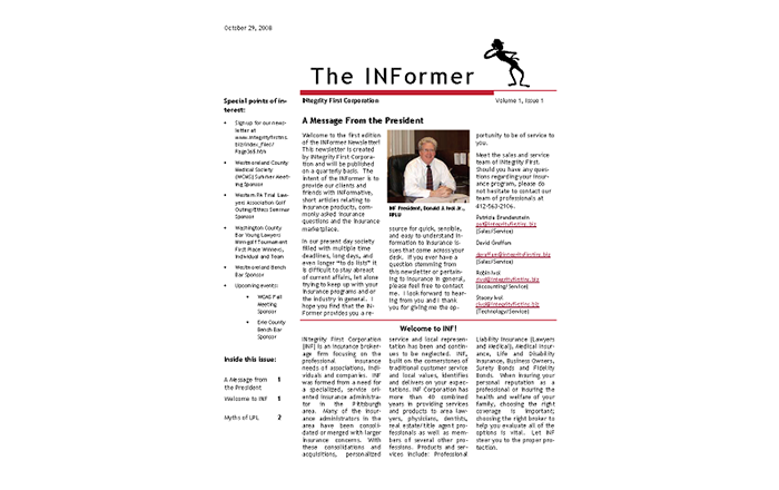 Volume 1 Issue 1 of the INFormer Newsletter